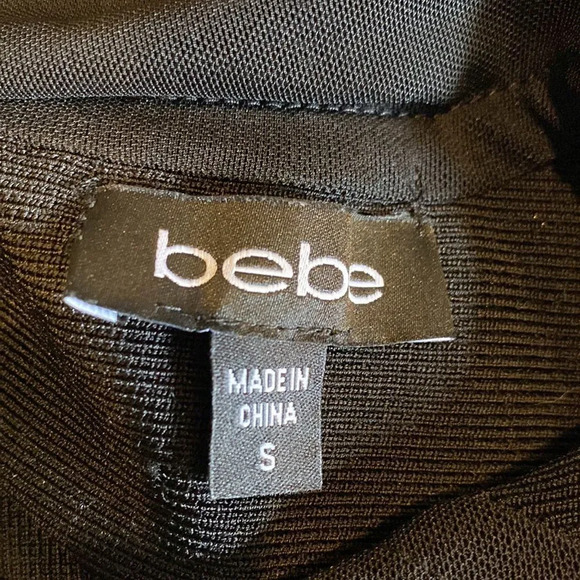 Bebe Small Mini Cocktail Dress Crewneck Mesh Chest Lining Side Zipper Banding - Picture 8 of 9